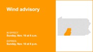 Wind advisory affecting Southern Pa. Sunday