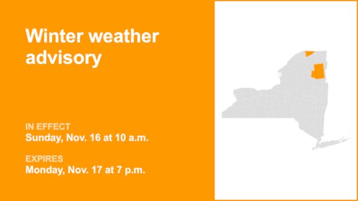 NY weather: Winter weather advisory affecting Franklin and Essex counties until Monday evening