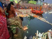 Devotees flock Narendra Pokhari to celebrate Boit Vandana