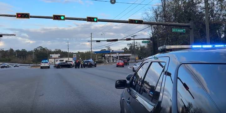 Road blocked on Capital Circle Southeast at Old St. Augustine Road