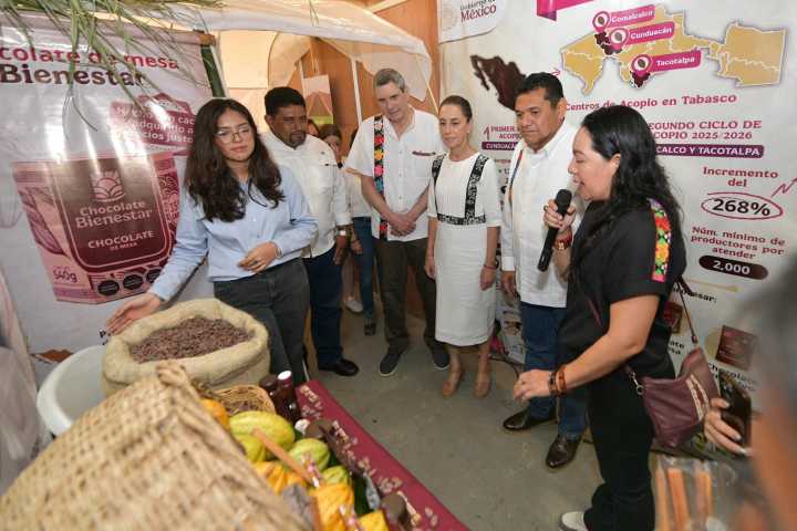 ¡Justicia a cacaotero!, anuncia Sheinbaum construcción de planta procesadora de chocolate en Comalcalco