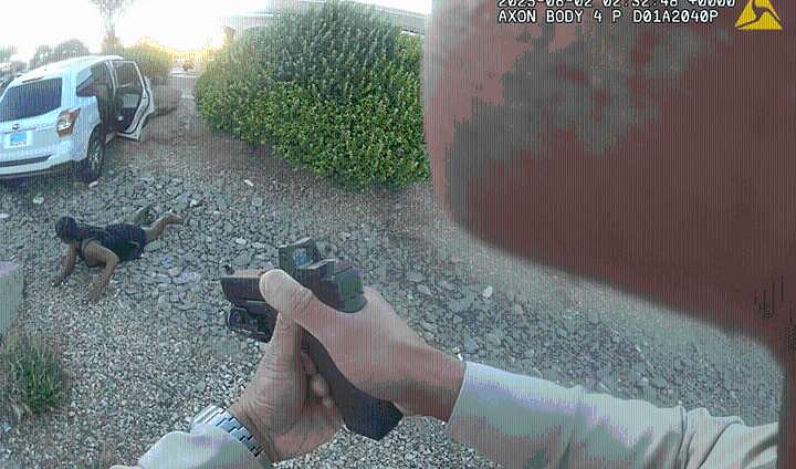 New video shows moment Las Vegas police officer dragged by car after responding to shoplifting call