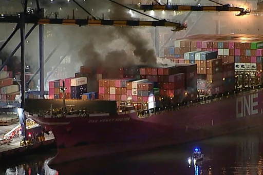 Cargo ship fire in Los Angeles nearly contained after shelter