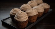 Spiced apple and cranberry muffins with cinnamon icing