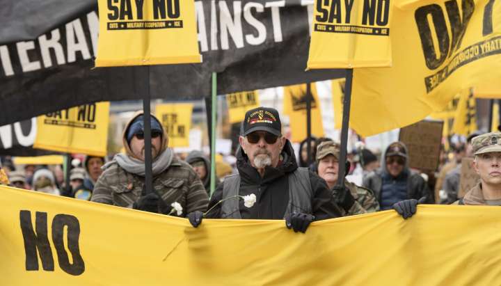 At Veterans Day rally, vets are critical of Trump administration immigration enforcement
