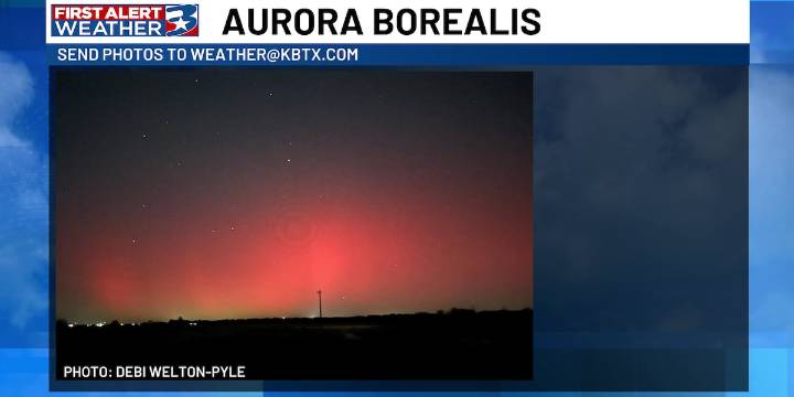 Northern Lights visible across the Brazos Valley Tuesday Night