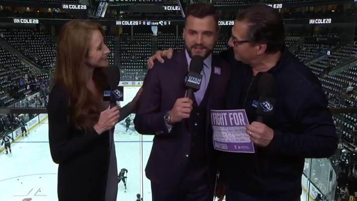 Olczyk surprises son on Mammoth broadcast for Hockey Fights Cancer Night