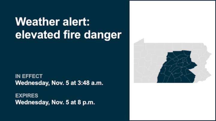 Prepare for elevated fire danger in Central Pa. until Wednesday evening