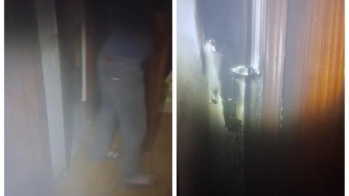 Un policía local rescata a dos personas de un incendio en l'Alcúdia de Crespins