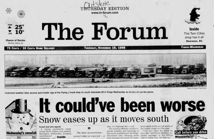 Today in History, 1998: Snowstorm smacks the region, bringing along thunder and lightning