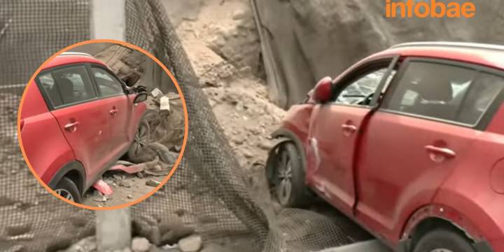 Accidente en Barranco: camioneta se empotra contra el cerro y rompe geomalla en la bajada Armendáriz