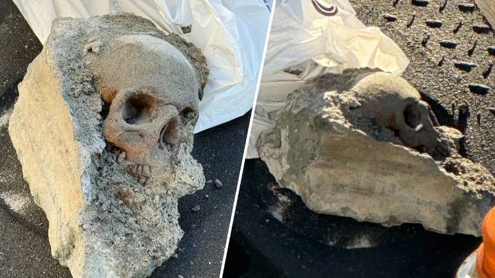 Possible human skull found in concrete at South Boston pier