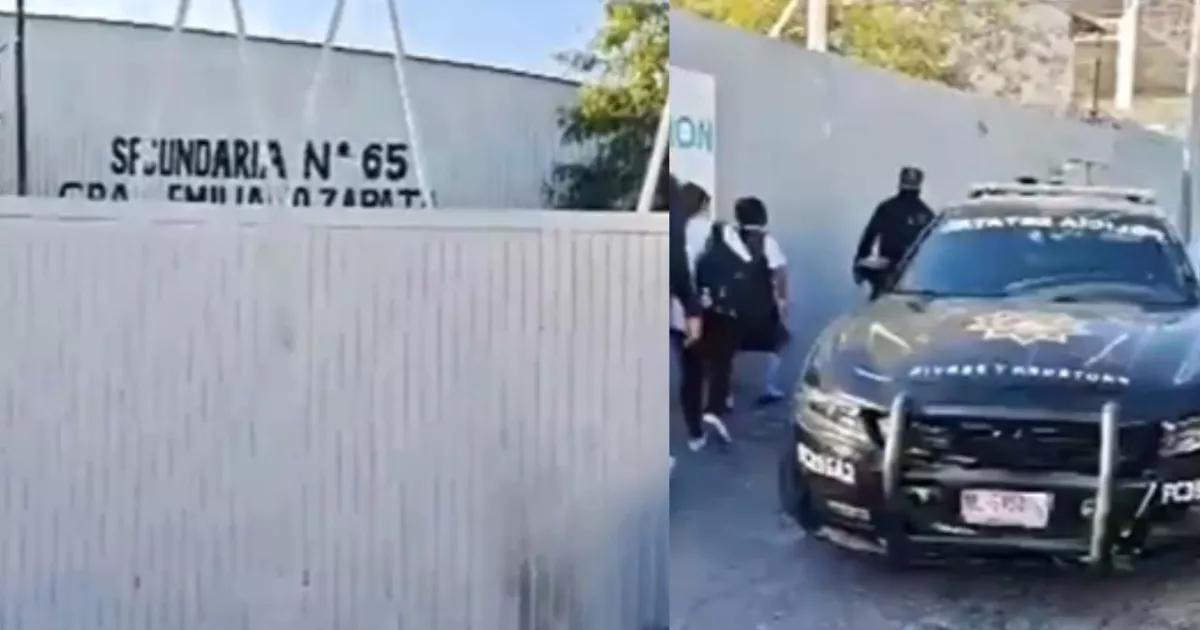 Alumno armado en secundaria “Emiliano Zapata” de Monterrey, encañona a maestra y a compañeros