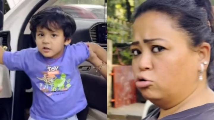 Bharti Singh calls paparazzo kanjus mamu as son Gola playfully snatches phone. Watch