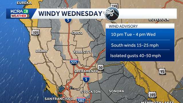 A look at Northern California areas with high winds on Wednesday