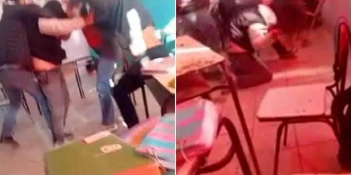 El video de un violento ataque en una escuela de Junín: entró al aula y golpeó con una cadena a una compañera de su hija