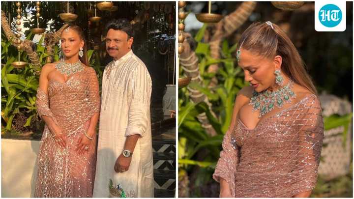 Jennifer Lopez dazzles in shiny Manish Malhotra saree at Netra Mantena's wedding