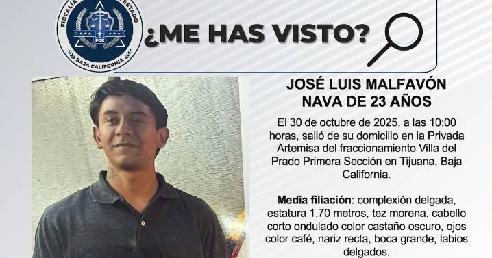Se busca a José Luis Malfavón Nava de 23 años