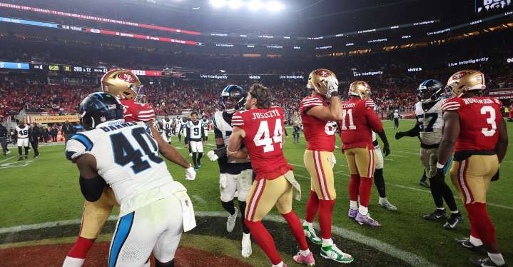 Jauan Jennings gets into postgame scuffle with the now suspended Tre’von Moehrig after a low blow