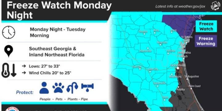 Freeze Watch in Effect for NCFL Through Tuesday Morning: Keep Animals Indoors, Protect Plants and Pipes