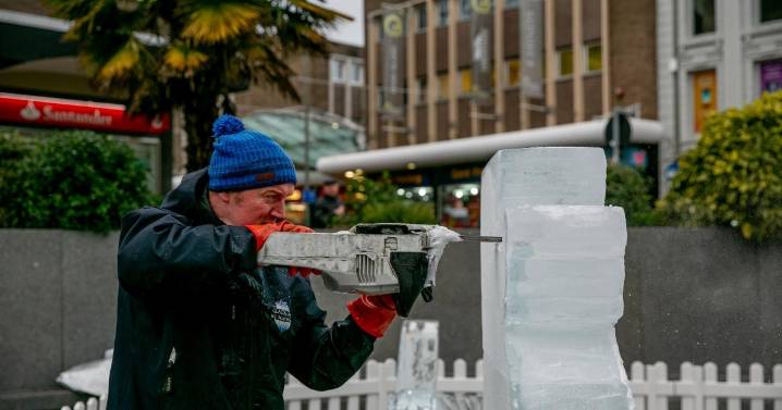 Spongebob and Peppa Pig part of Darlington ice sculpture trail