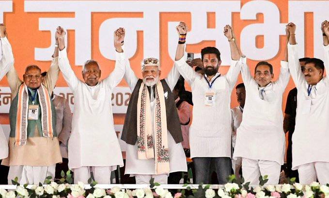 NDA set for landslide in Bihar, BJP to emerge as single