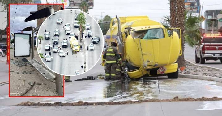 Intensa persecución de pipa sin combustible deja daños de parada, autos y lesiones en Hermosillo; acaba en detención del conductor