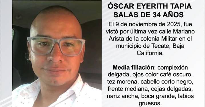 Se busca a Óscar Eyerith Tapia Salas de 34 años