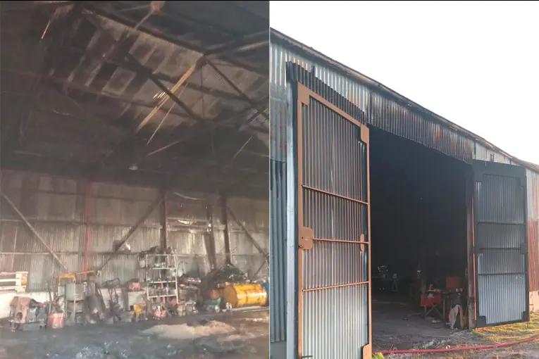 Se incendió un galpón de Vialidad: una camioneta fue consumida por las llamas
