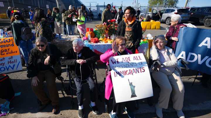 Former NJ legislator, 90, joins immigrant protest in Newark