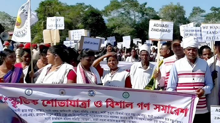 Adivasi Community Hold Massive Rally in Kokrajhar; Seeks ST Status and Land Pattas