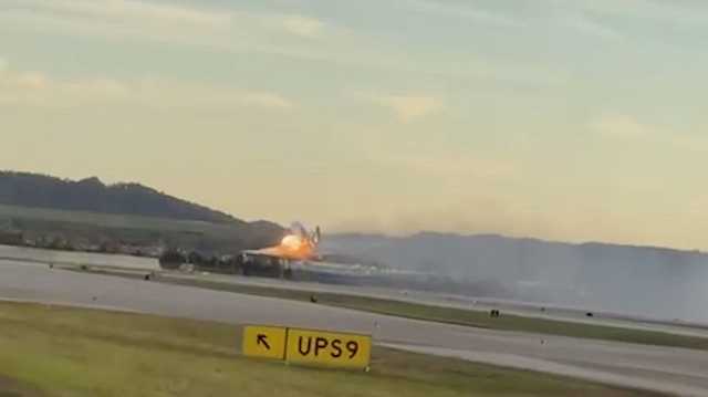VIDEO: UPS plane bursts into flames on Louisville airport runway