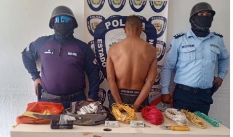 Atrapan a "El Ñoño" in fraganti, hurtaba numeroso cables de electricidad en un hotel de Falcón