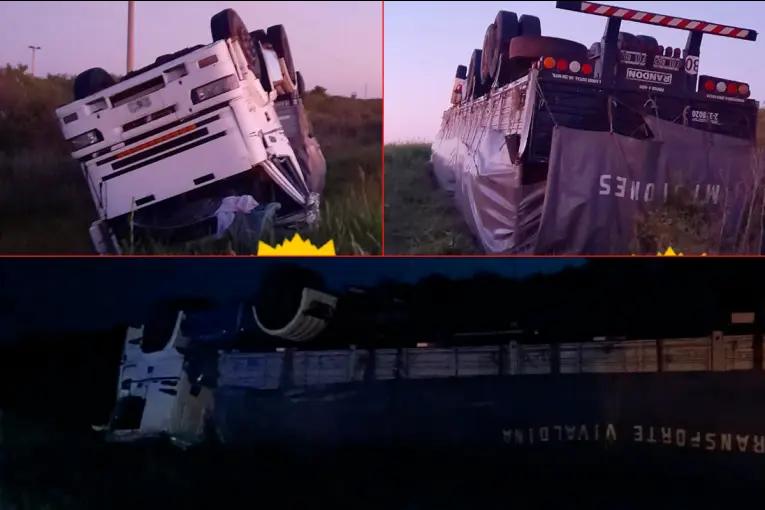 Volcó un camión que transportaba madera sobre la ruta nacional 127