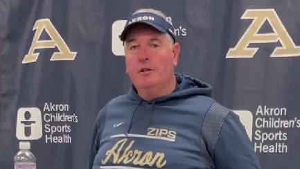 Akron football coach Joe Moorhead after game vs. Kent State