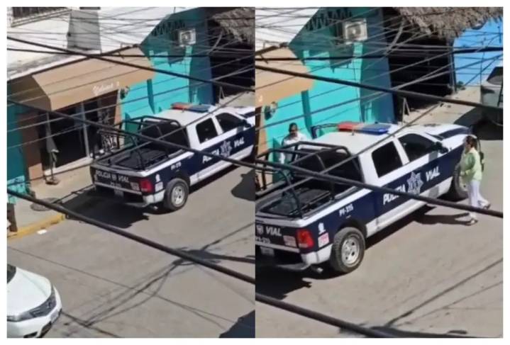 Mujer niega ‘mordida’ y afirma que solo dio una tarjeta del “Buen Fin” a policías viales en Bucerías