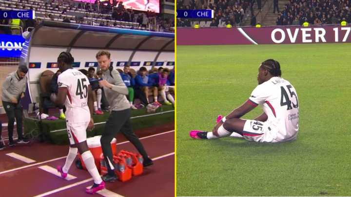 Romeo Lavia visibly upset as Chelsea star's injury hell continues just three minutes into Champions League clash