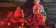 Buddhist monks traveling through Texas stop for night Newton County