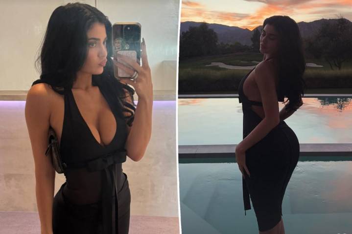Kylie Jenner celebrated Thankgiving in plunging Dolce & Gabbana dress