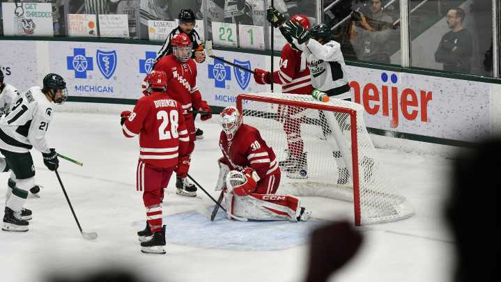 Photos: Michigan State loses in OT to Wisconsin in hockey Saturday