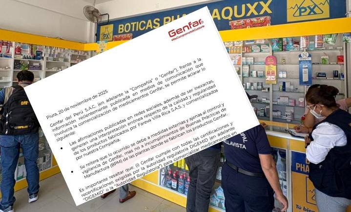 Genfar del Perú aclara versión sobre comercialización de medicamentos tras información difundida en medios
