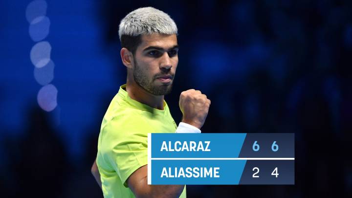 Alcaraz saca el rodillo ante Aliassime y peleará con Sinner por las ATP Finals