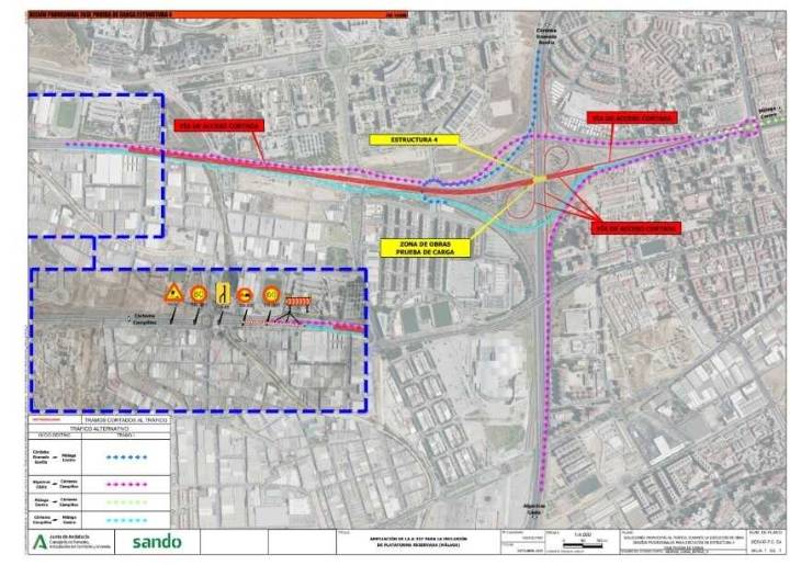Las pruebas de carga de las estructuras del carril Bus Vao cortan de noche la A
