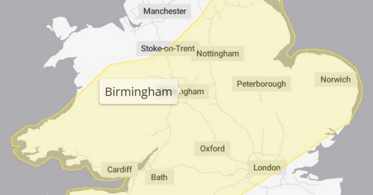 Met Office issues Birmingham yellow warning with 18-hour rain alert over weekend