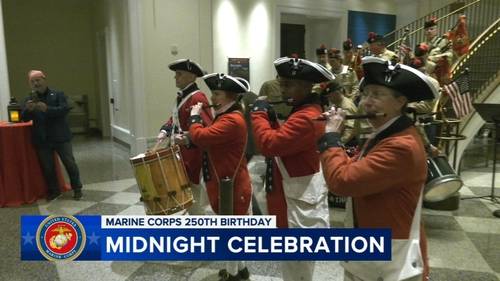 Marines celebrate 250th Birthday with midnight celebration in Old City Philadelphia