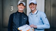 Nelly Korda gifts Caitlin Clark a pair of her new Nike golf shoes