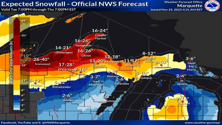 Michigan winter storm will bring heavy snow to Up North, U.P.
