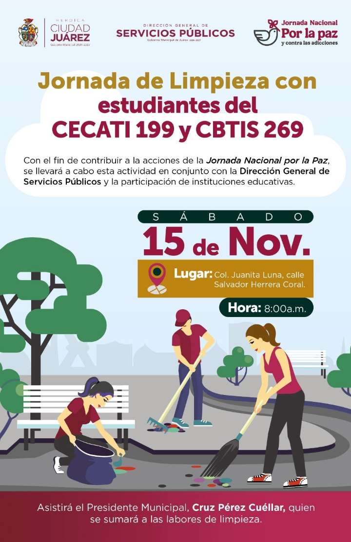 Ayudarán alumnos del CECATI 199 y CBTIS 269 en la limpieza...