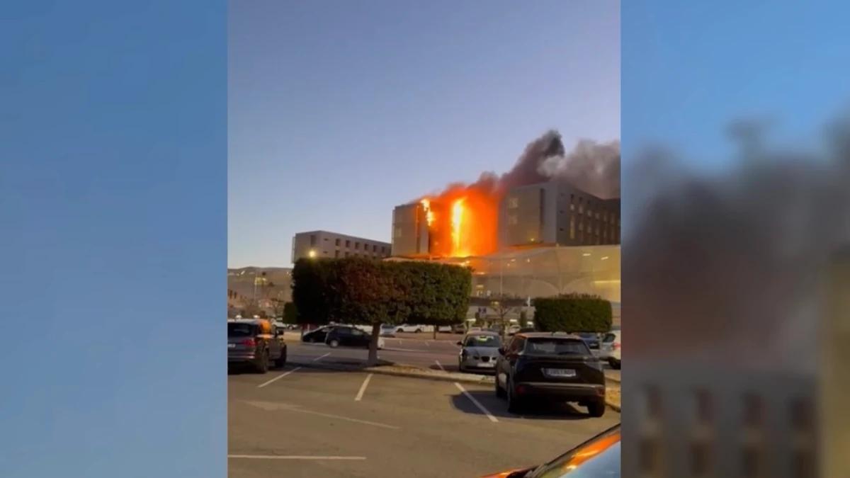 Un incendio obliga a evacuar a pacientes y trabajadores del hospital Santa Lucía de Cartagena