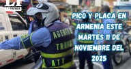Pico y placa en Armenia (Quindío) este martes, 11 de noviembre del 2025​